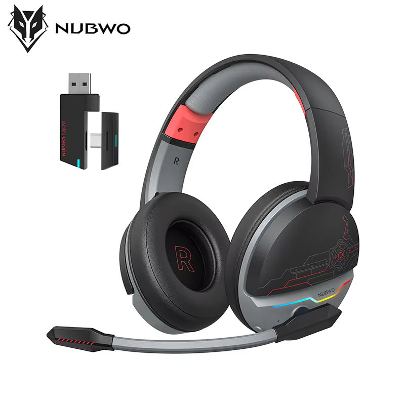 NUBWO Dual G08 Casque de jeu sans fil avec microphone pour PS5, PS4, PC, mobile, Switch, casque sans