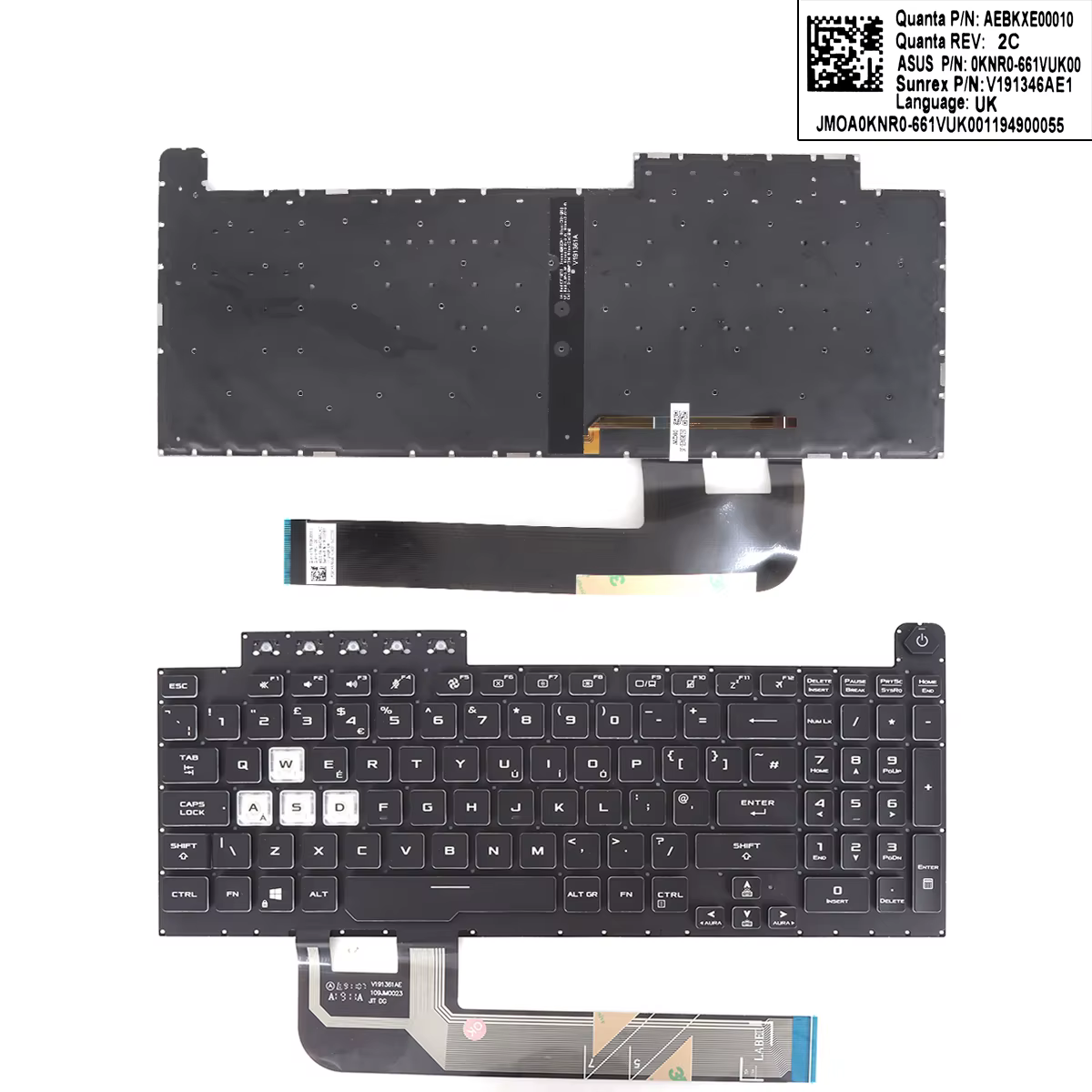 Clavier d'ordinateur portable pour ASUS TUF Gaming, F15 FXSnowboard FA506Q FX506L FA506U, noir avec