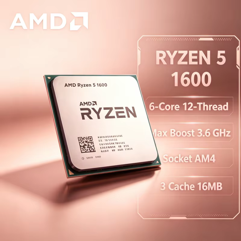 Processeur AMD Ryzen 5 1600 6C 12T 3.2GHz 65W Socket AM4 pour PC de jeu, station de travail, livrais