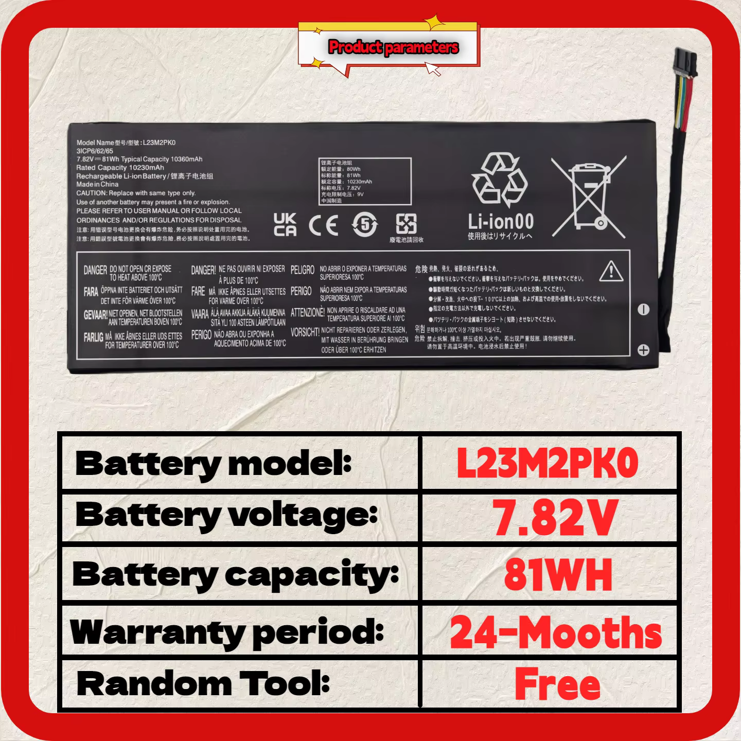 Vente en gros et au détail ❗ ❗ ❗   Batterie haute capacité L23M2PK0 L23B2PK0 pour PC de jeu portable