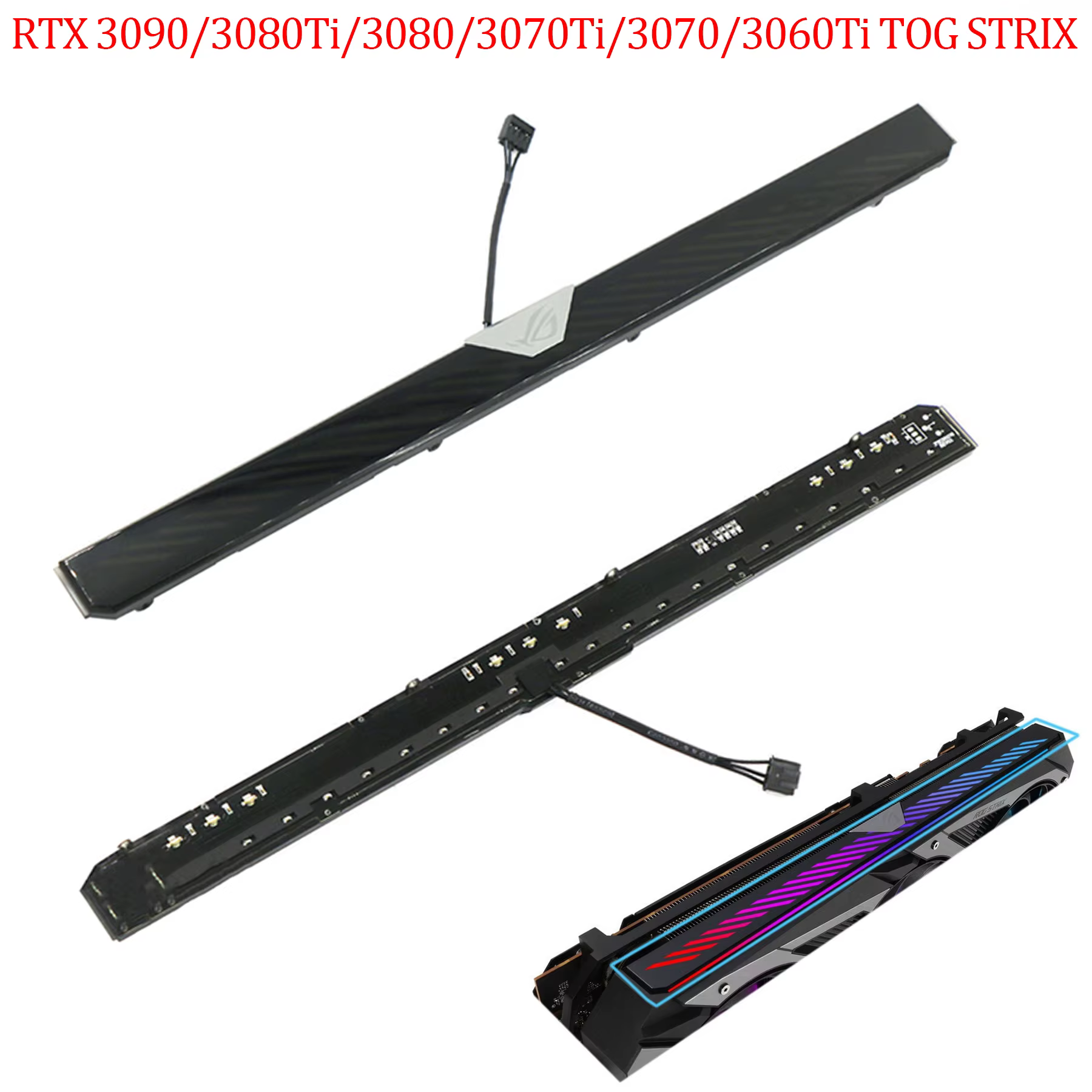 Coque de carte graphique et lumière RGB, pour ASUS GeForce RTX 3060Ti 3070 3070Ti 3080 3080Ti 3090 R