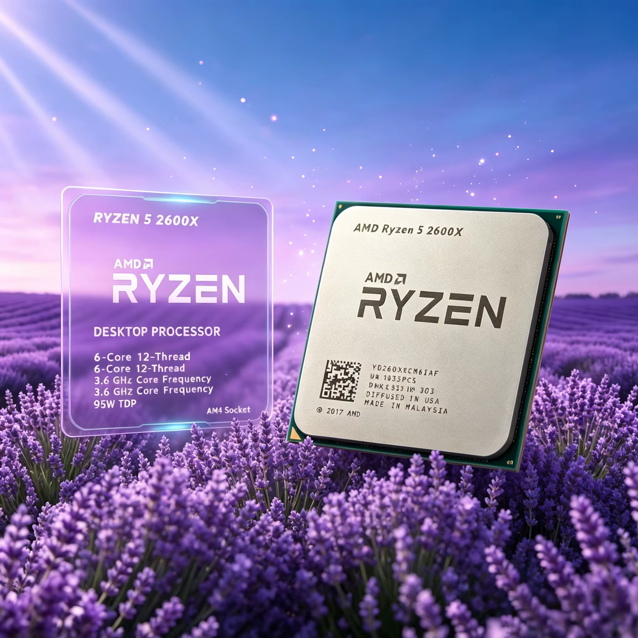 Processeur de bureau AMD Ryzen 5 2600X 6 cœurs 12 threads 4,2 GHz Boost AM4 DDR4 débloqué Excellent
