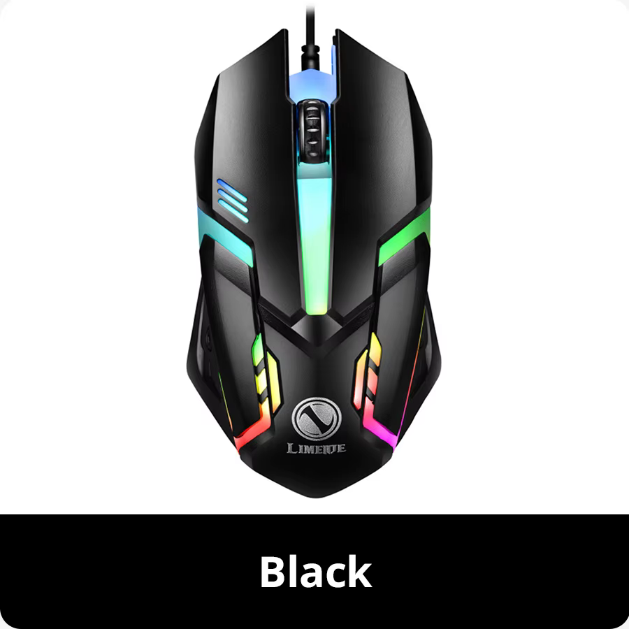 Limei S1 E sport LED lumineux rétro-éclairé filaire souris USB filaire pour ordinateur de bureau mue