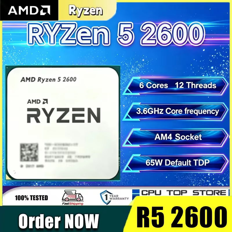 Processeur de jeu pour ordinateur de bureau AMD Ryzen 5 2600 3,4 GHz 6 cœurs 12 threads Socket AM4