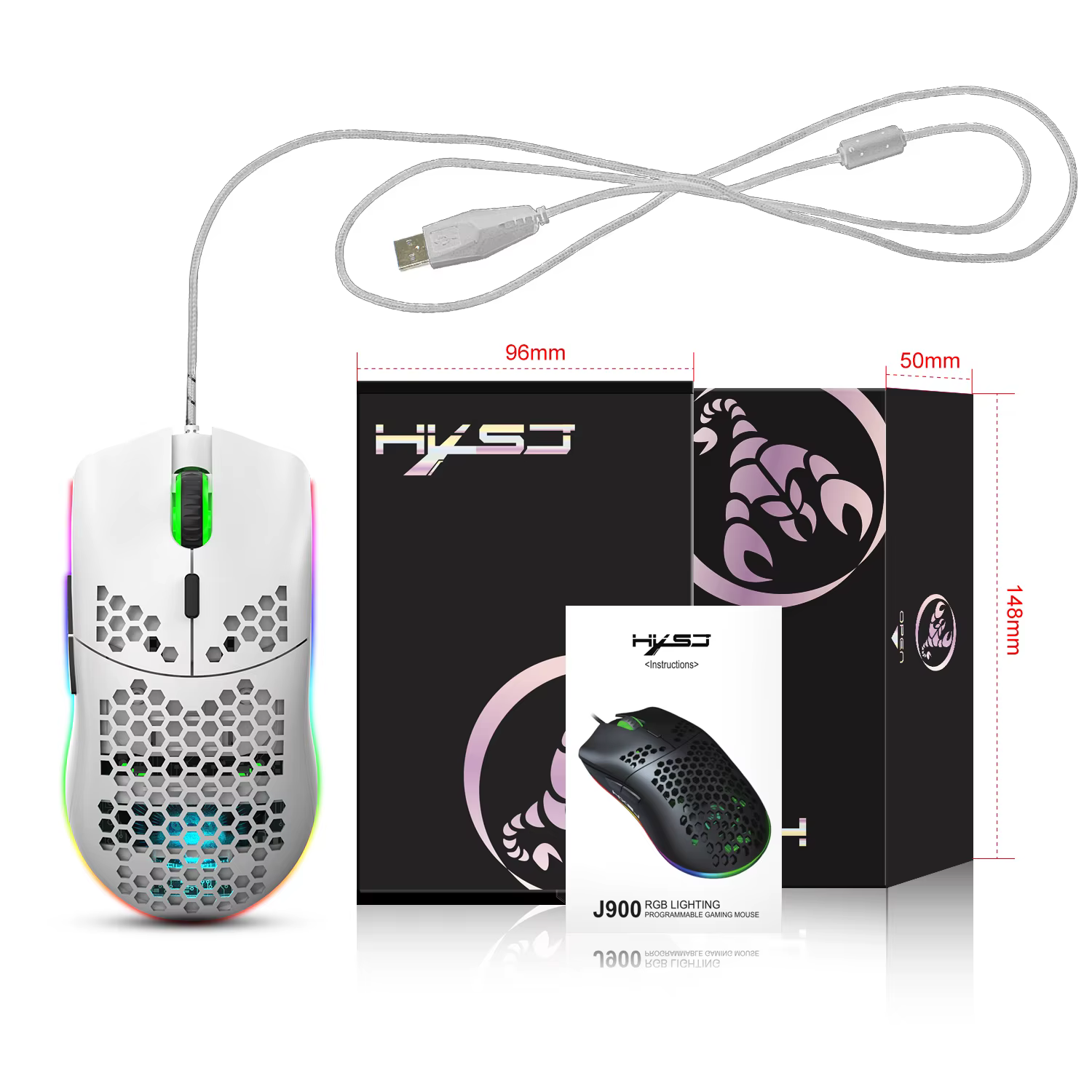 Offre spéciale HXSJ J900 souris de jeu RGB lumineux léger Macro programmation creux ergonomie souris