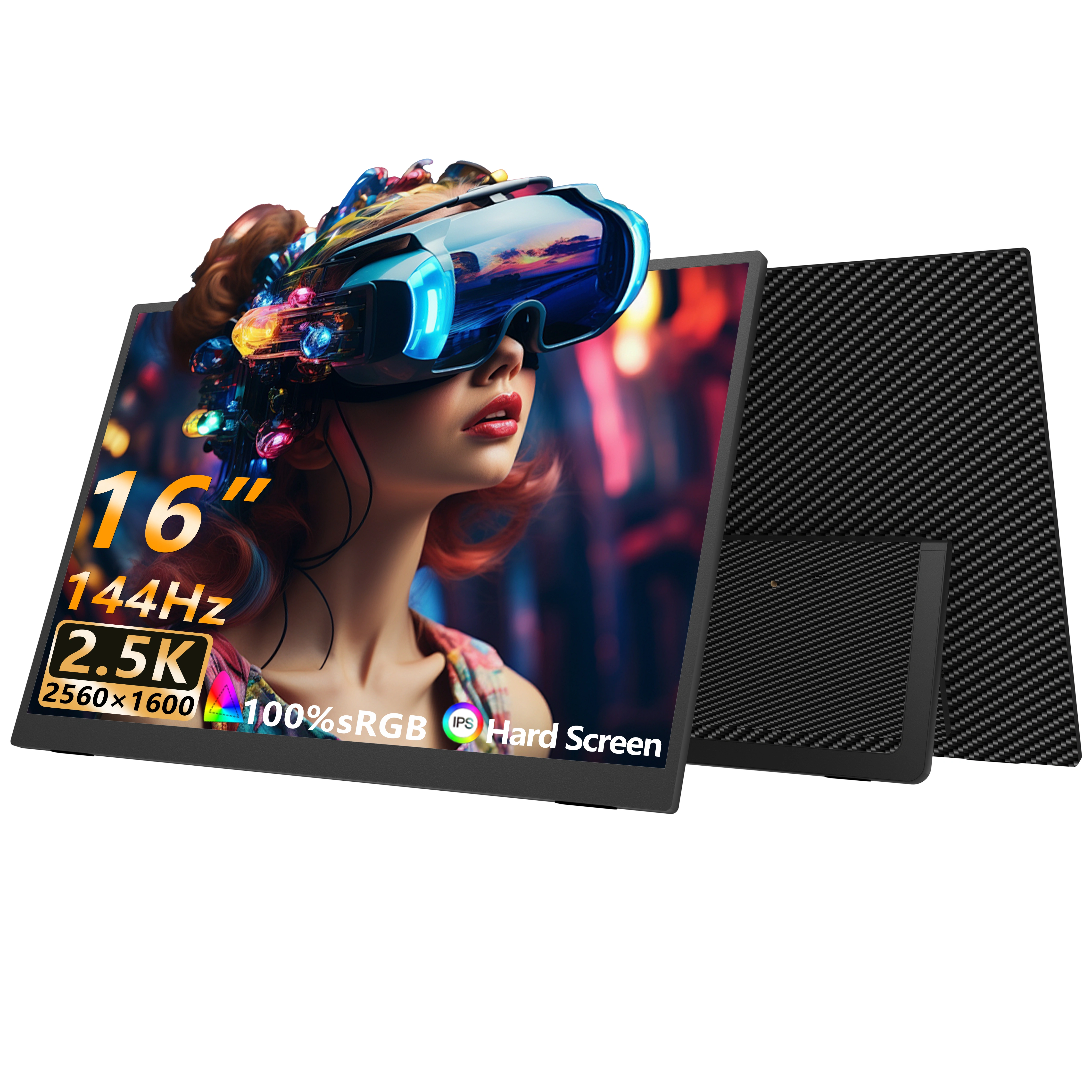 Moniteur portable 16 pouces 2,5K 144 Hz, résolution 2560*1600, 100 % sRGB, écran ultra-fin et léger 