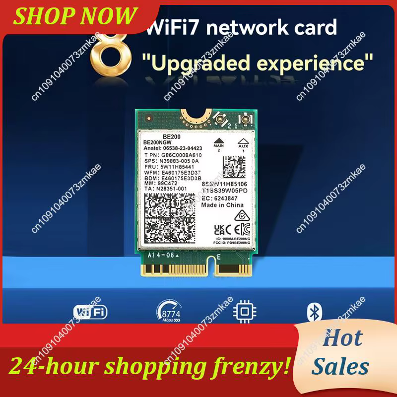 Vente quotidienne BE200 Wifi 7 carte + antenne 10Dbi adaptateur Wifi 2.4G/5G/6Ghz Bluetooth 5.4 8774