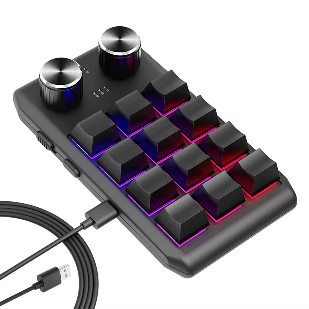 Clavier Bluetooth programmation Macro clavier personnalisé 12 touches 2 boutons rvb copier coller Mi