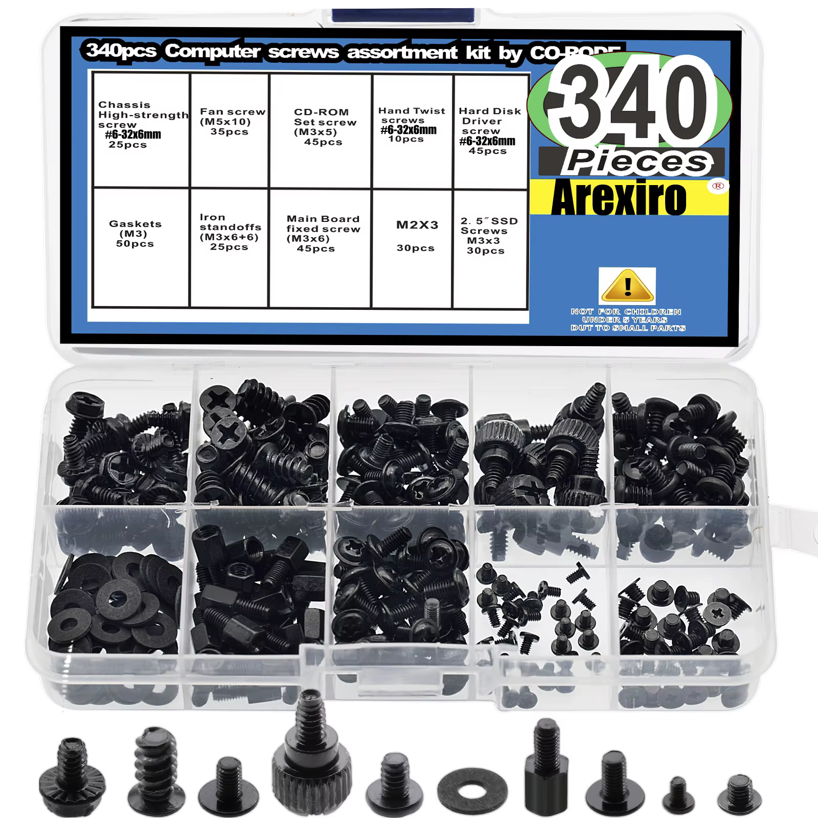 Entretoises de carte mère 340 pièces, vis d'ordinateur, Kit d'assortiment de vis de disque dur pour 