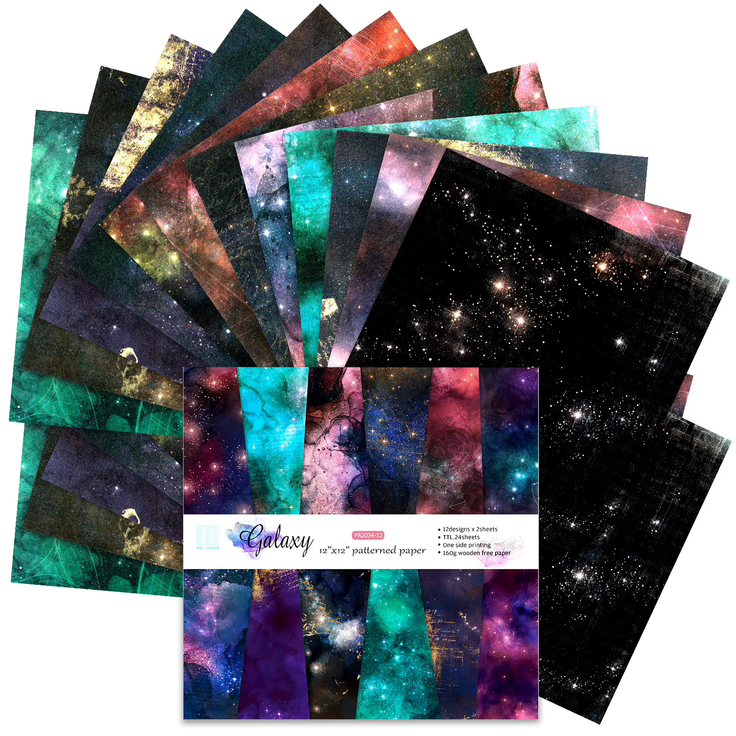 Bloc de papier pour Scrapbooking artisanal, 24 feuilles de 30x30cm, aquarelle, impression simple fac