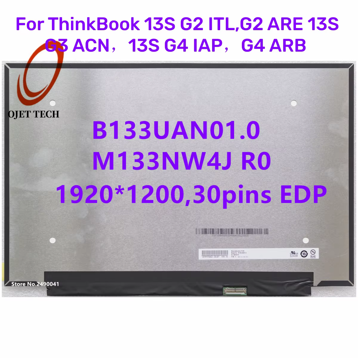 Écran LCD pour ordinateur portable Lenovo ThinkPle13 s, B133UAN01.0, M133NW4J R0, Nipitl ARE, G3, AC