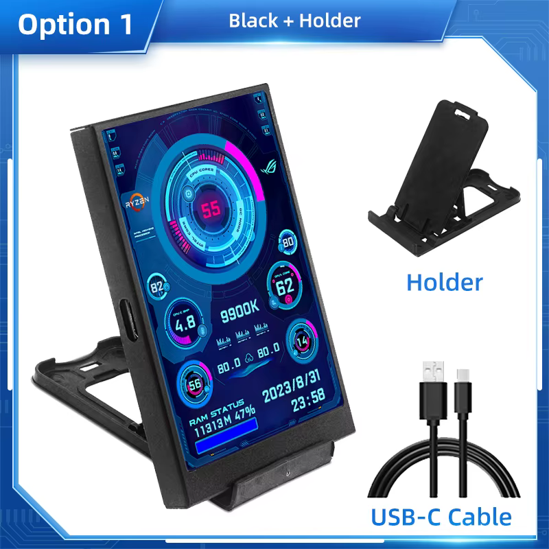 Écran secondaire IPS Type C pour ordinateur, CPU, GPU, RAM, écran HDD, 3.5x320, USB, moniteur LCD, A