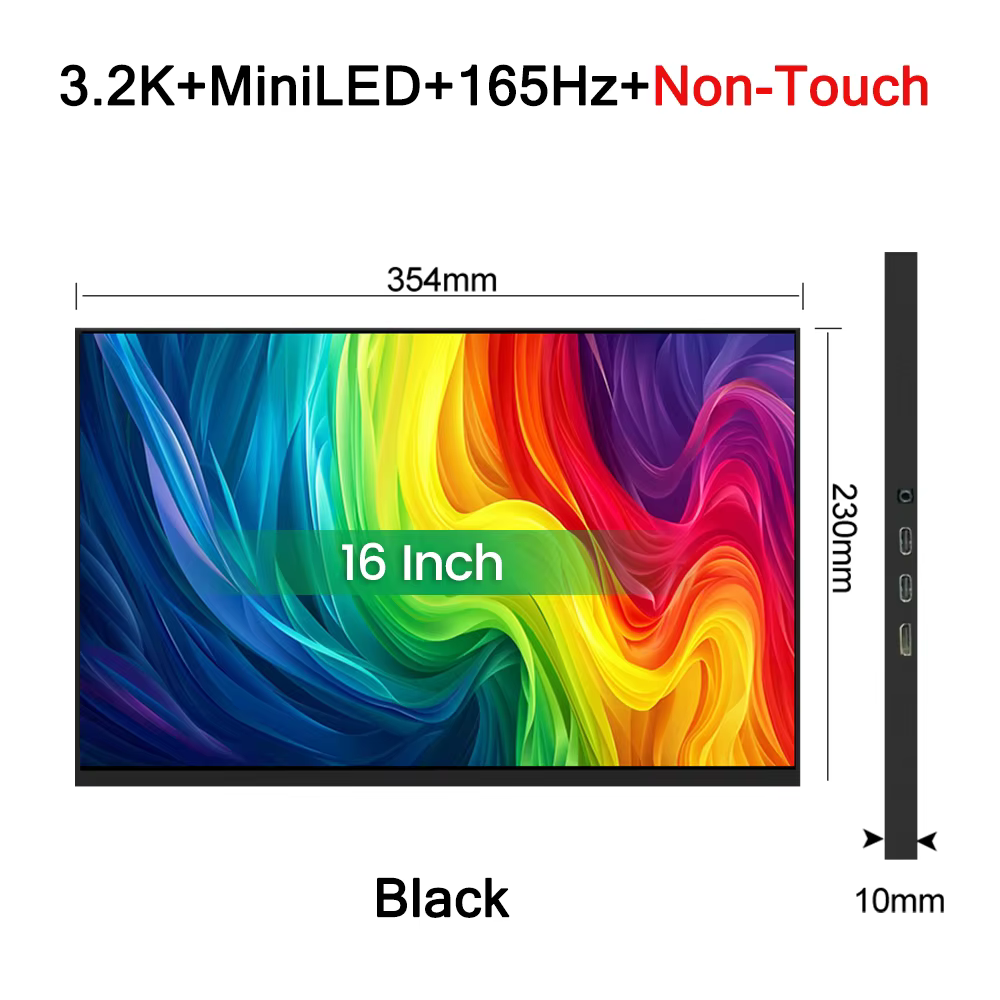 16 pouces 3.2K 165Hz MiniLED moniteur Portable 3200*2000P 1200Nit 100% DCI-P3 HDR IPS écran d'affich