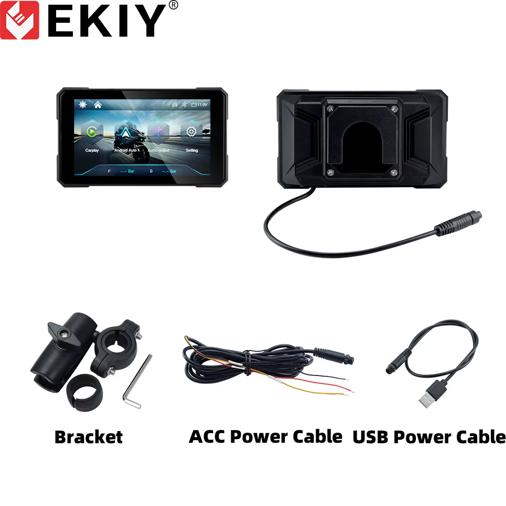 EKIY sans fil CarPlay Moto Android Auto 5.0 pouces Portable tableau de bord numérique Moto Navigatio