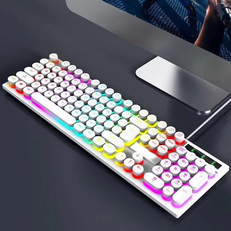 Clavier mécanique de jeu rvb, filaire USB, 104 touches, rétroéclairé, noir, rouge, lumière bleue, po