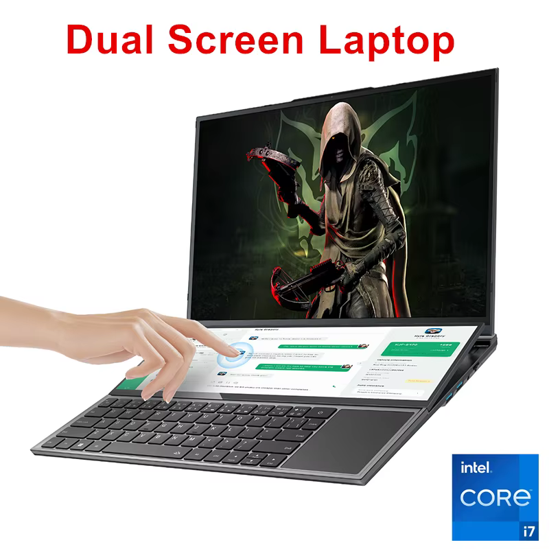 Ordinateur portable de jeu d'écran de touristes de Topton 16 pouces IPS + 14 en effet tactile Intel 