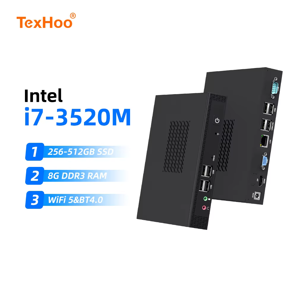 Mini PC TexHoo Intel I3/I5/I7 ITX, PC portable, Win 10 Pro, 8 Go DDR3L, 256 Go SSD, WiFi double band