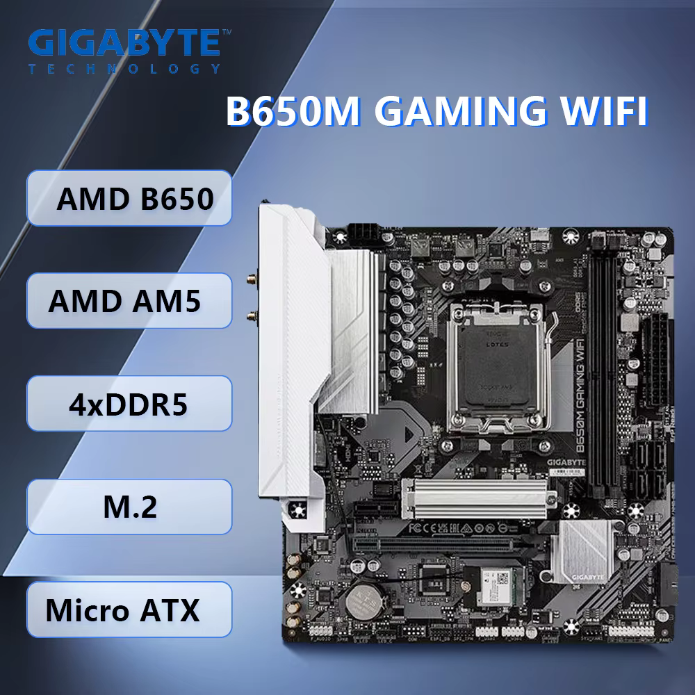 Carte mère GIGABYTE B650M GAMING WIFI AMD B650 Socket AM5 DDR5 M.2 Micro ATX PCIe 4.0 Wi‑Fi 6 compat