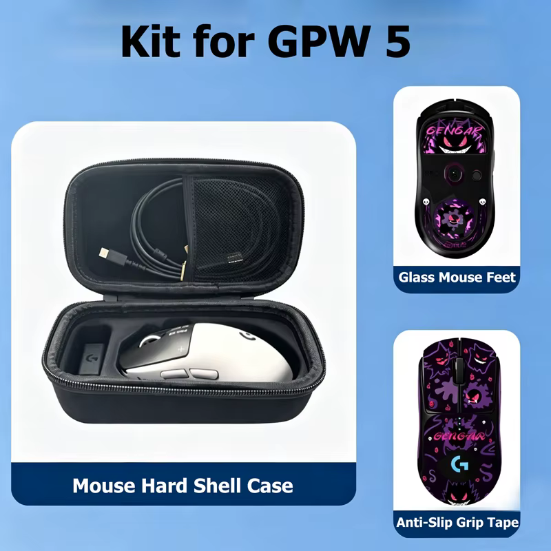 Kit d'accessoires de jeu : Bande antidérapante, patins de souris et étui de rangement, compatible av