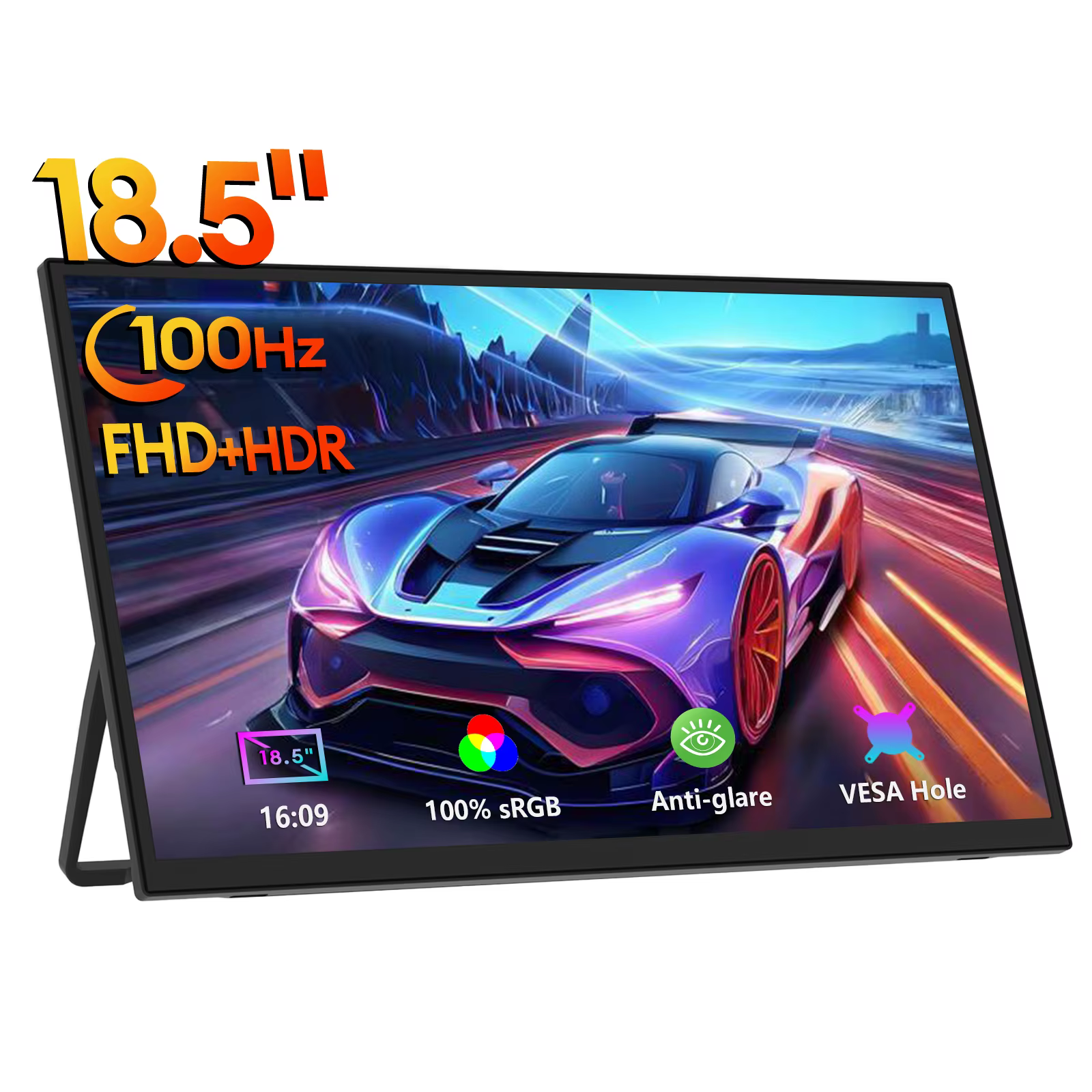ZEUSLAP 18.5 pouces 1920*1080P 100Hz HDMI Type C moniteur Portable de jeu pour téléphone, NS, PS5, X