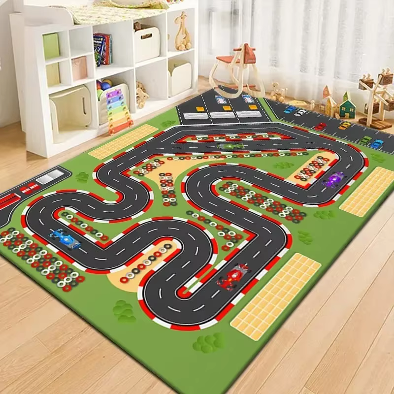 Tapis de jeu pour enfants, carte de ville vibrante, avec routes, bâtiments, tapis d'activité éducati