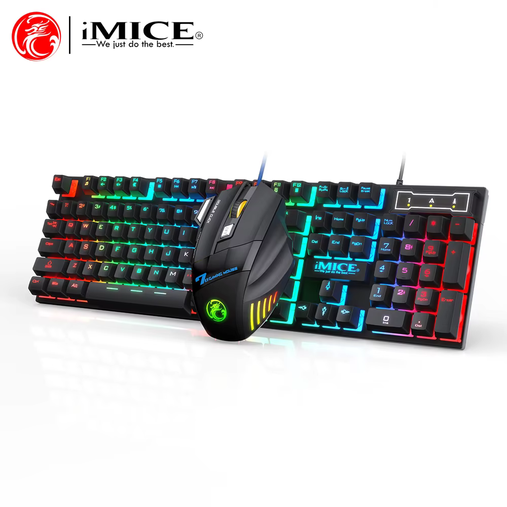Ensemble clavier et souris ergonomiques filaires rétroéclairés RGB, clavier de jeu lumineux étanche