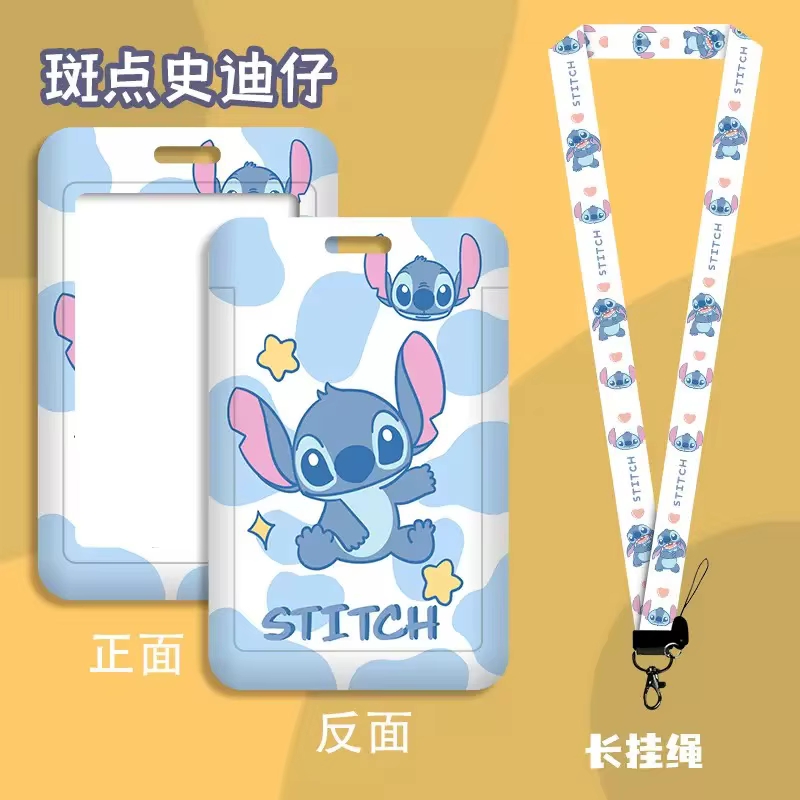 Porte-badge Disney Stitch avec cordon, étui pour cartes d'identité et de crédit, accessoires pour fi