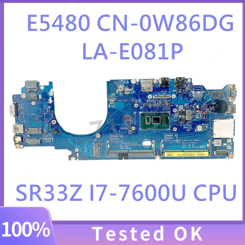 Carte mère pour ordinateur portable Dell Latitude 5480 E5480 LA-E081P avec processeur I3 I5 I7 6/7e