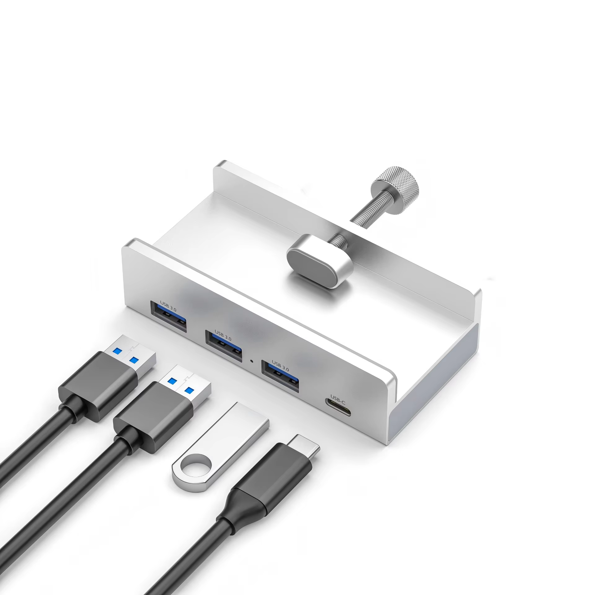 Station d'accueil USB 3.0 en aluminium FC&EC, concentrateur multi-hub 3.0, adaptateur de répartition