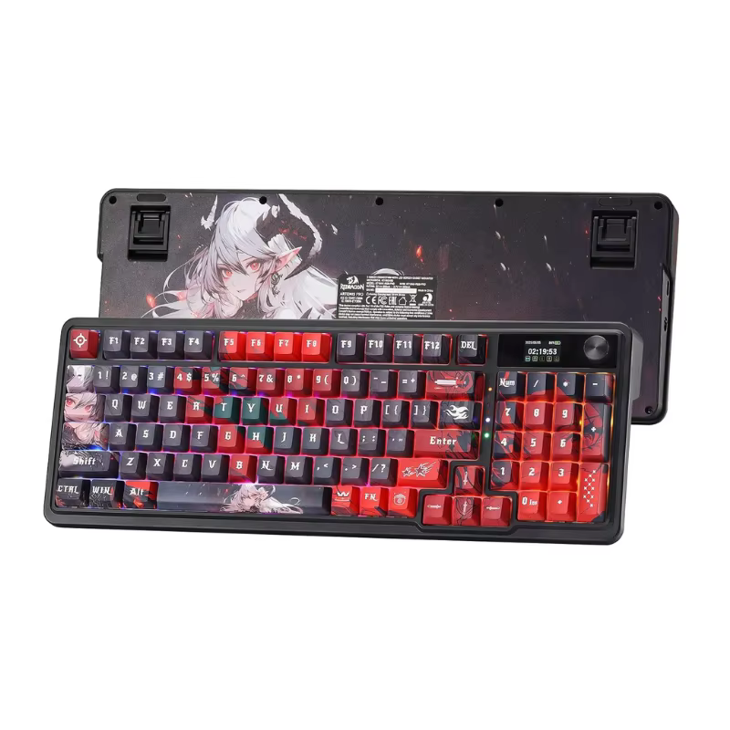 Clavier de jeu à joint sans fil Redragon avec écran et bouton de type, clavier mécanique 95 touches,