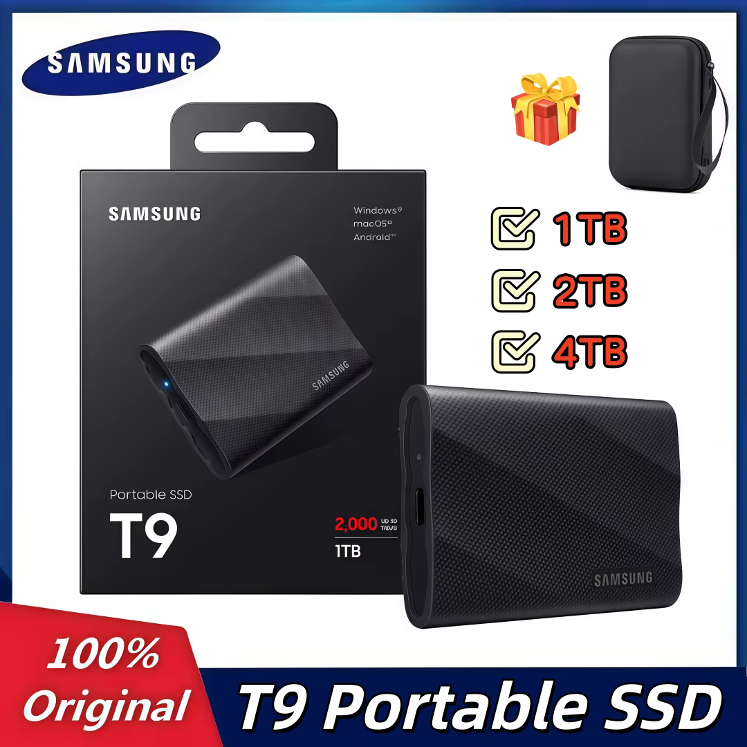 SSD portable Samsung T9 1 To 2 To 4 To USB 3.2 Gen 2x2, disque SSD externe jusqu'à 2000 Mo/s pour le