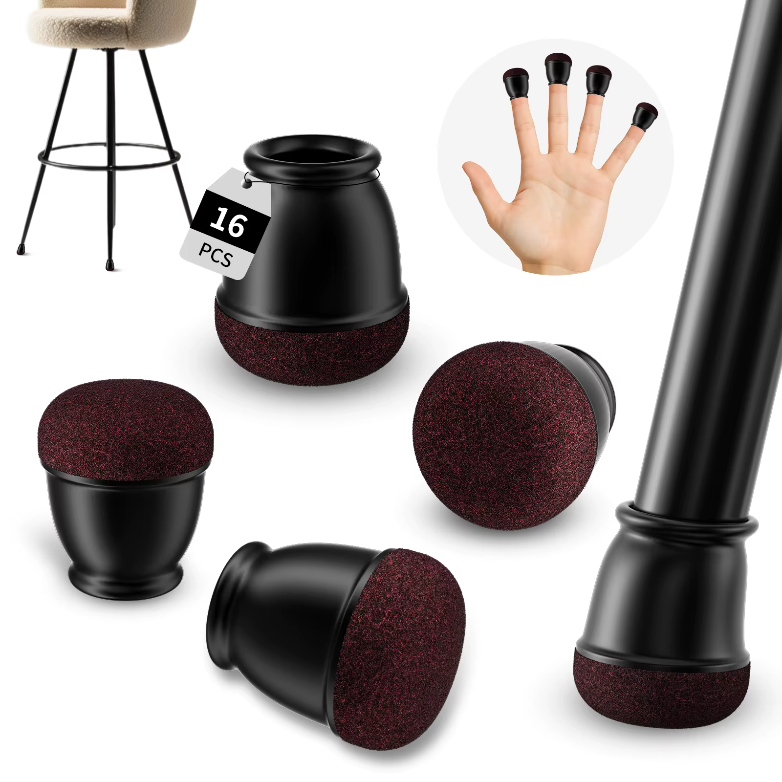 Protecteurs de sol pour pieds de chaise en Silicone, 16 pièces, avec pieds enveloppés en feutre, pou