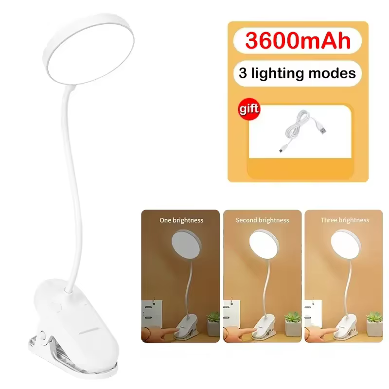 Lampe de Table LED Portable, veilleuse Rechargeable par USB avec pince pliante, support d'étude, lam