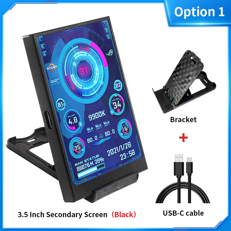 3.5/5 pouces IPS type-c écran secondaire Mini ordinateur USB affichage CPU GPU RAM HDD moniteur avec