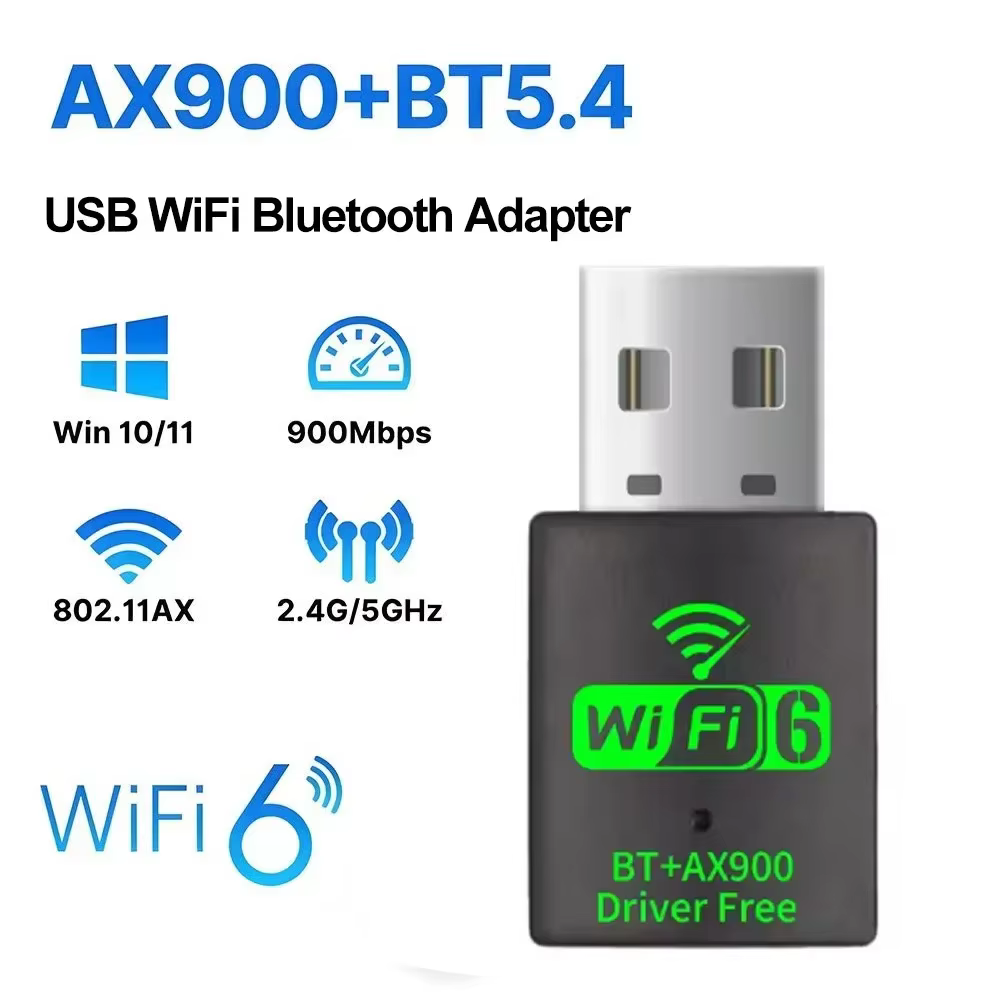 WiFi 6 AX900 Bluetooth 5.4 WiFi USB adaptateur carte réseau sans fil 2.4G et 5GHz Wi-Fi antenne réce