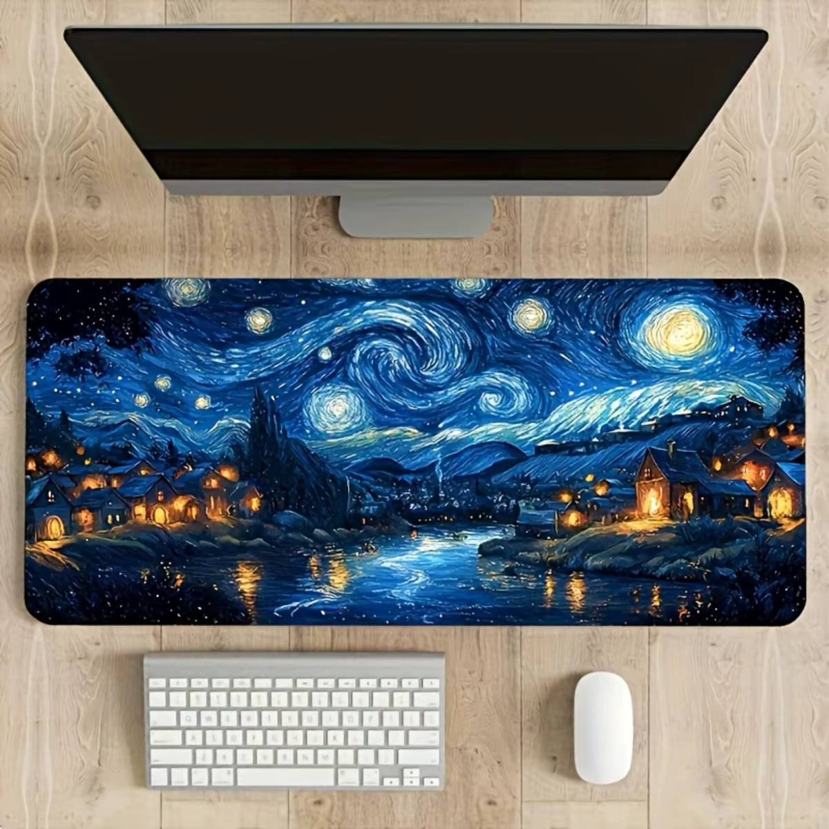Tapis de souris de jeu lisse, base en caoutchouc, confortable et durable, design tourbillonnant nuit
