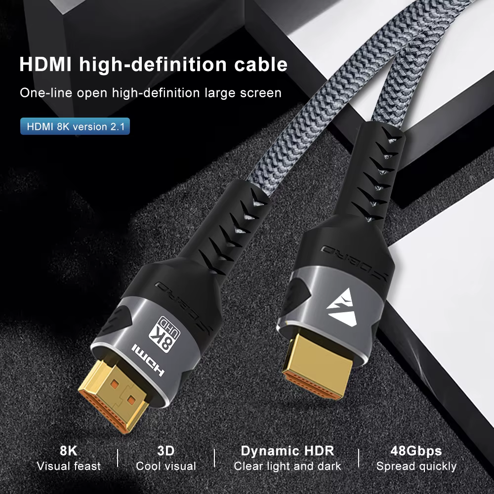 FDBRO 8K HDMI 2.1 câble 4K @ 120Hz 8K @ 60Hz HDMI2.1 câble 48Gbps adaptateur pour RTX 3080 eARC HDR1