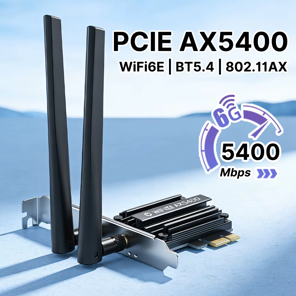 Adaptateur WiFi 6EAX5400 BT 5.3 PCIE, 5374Mbps, MT7922, 802.11AX, 6Ghz/5GHz/2.4GHz, carte WiFi sans 