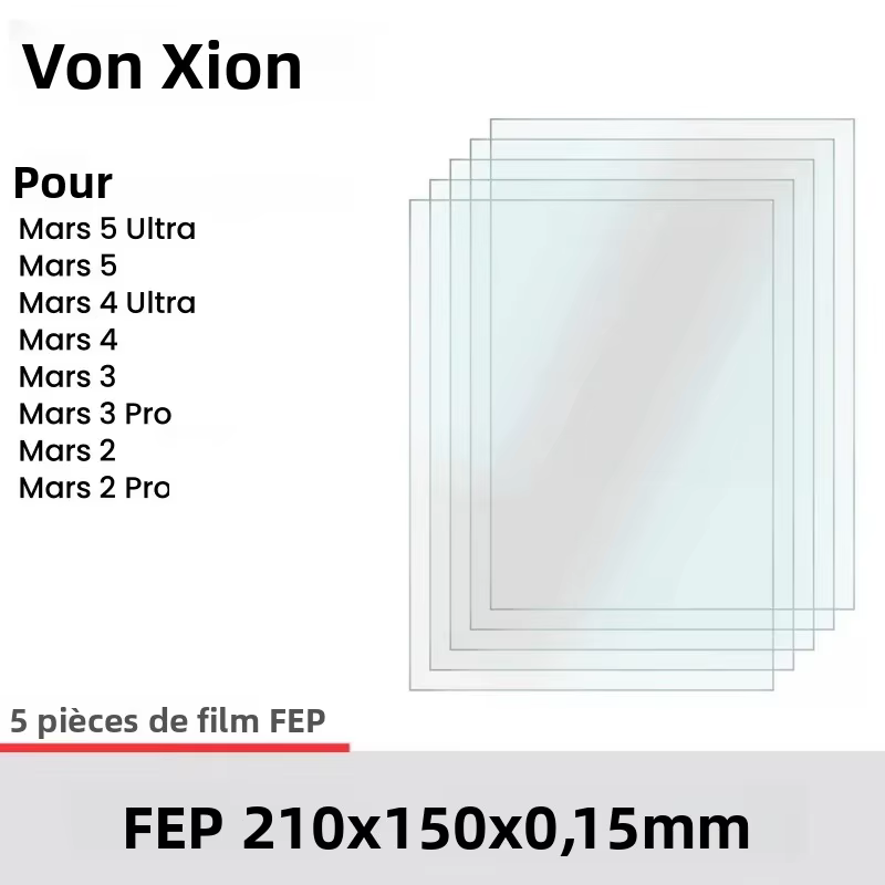 Vonxion 5 pièces Film de libération FEP 210x150x0.15mm pour Mars 5 Ultra Mars 5 Mars 4 Ultra Mars 4 