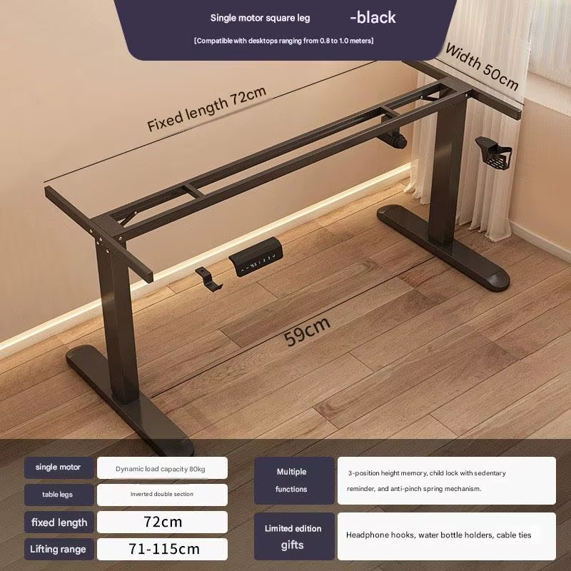 Pieds de bureau de jeu réglables en hauteur avec fonction de rappel de position sédentaire, pieds de