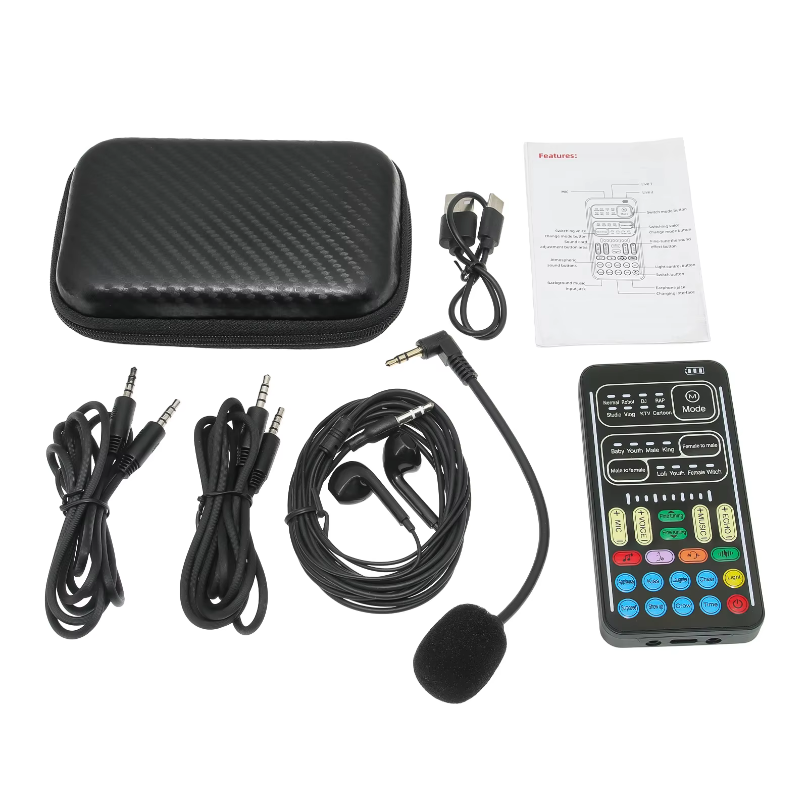 Nouvelle Carte Son Live I9 Mini Changeur de Voix + Casque + Microphone Équipement Audio 8 Effets Son