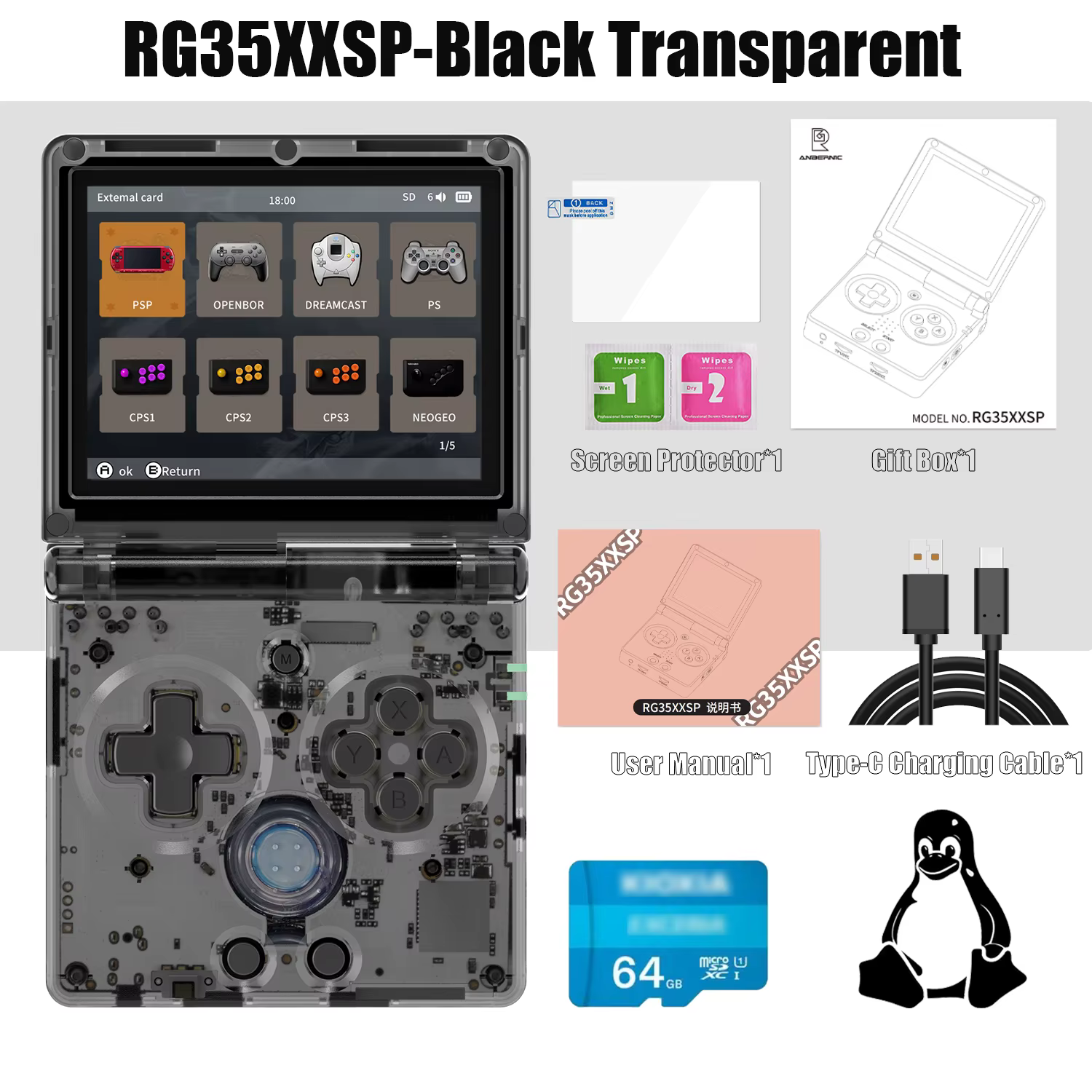 Console de jeu portable Anbernic NEW RG35XXSP Flip, écran IPS 3,5 pouces, console de jeu vidéo à cla