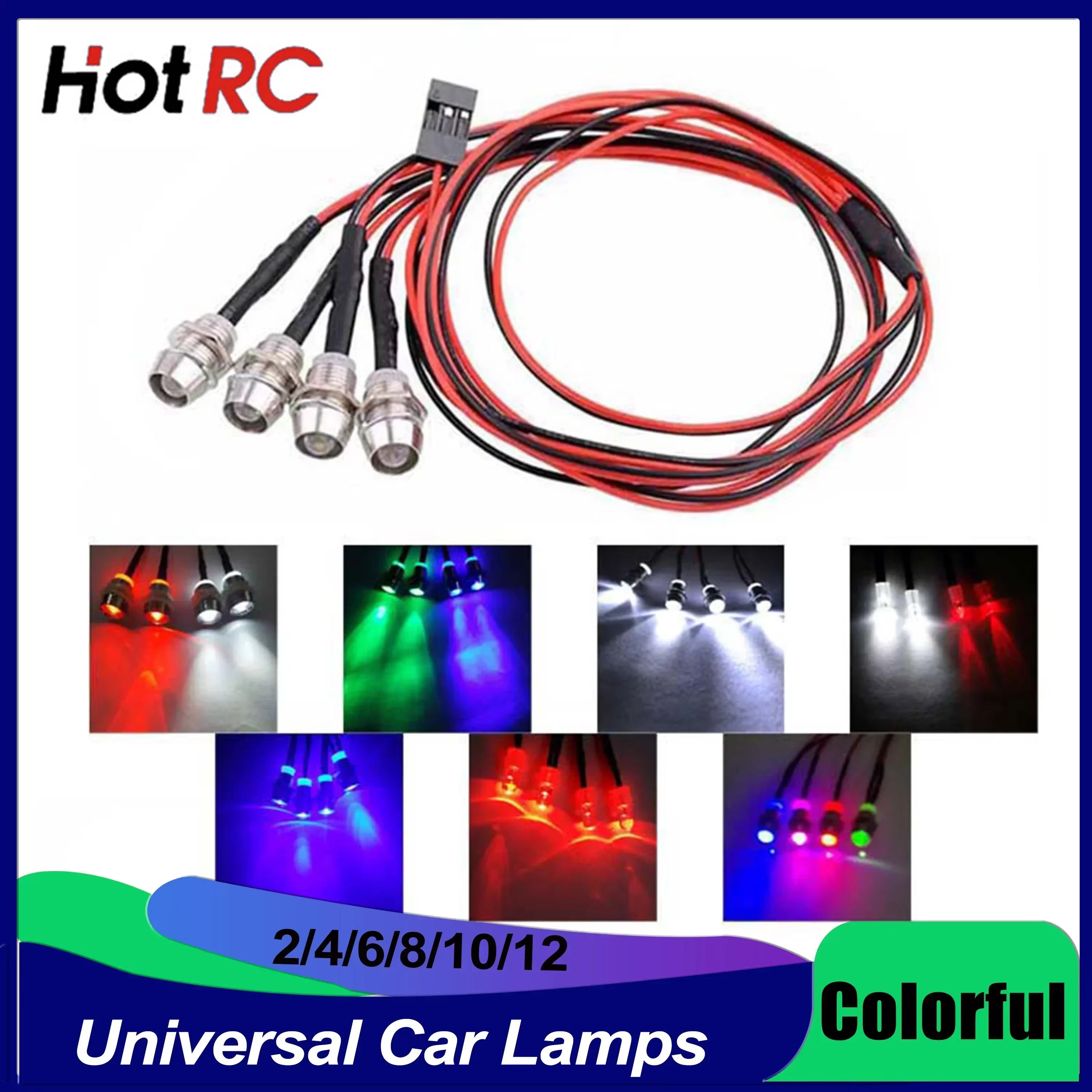Lampe LED universelle pour voiture RC, 3mm 5mm 8mm, pour camion sur chenilles Axial Scx10 Traxxas Tr