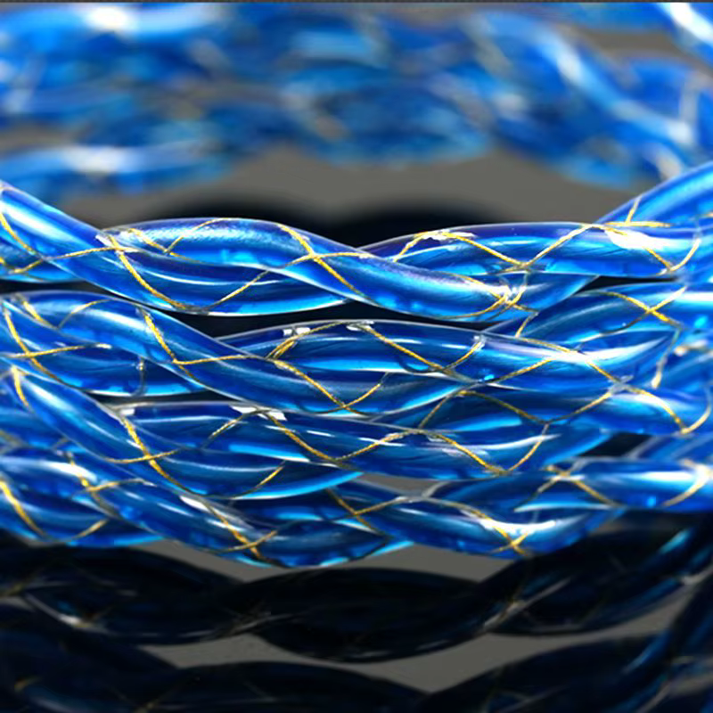 XINHS S32 câble d'écouteurs HIFI plaqué argent en cuivre monocristallin ange bleu à 2 cœurs