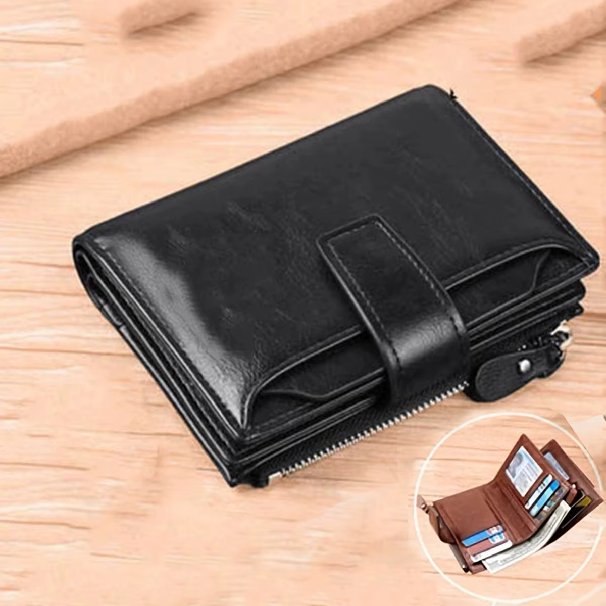 Porte-monnaie homme portefeuille RFID antivol homme portefeuille en cuir fermeture éclair porte-cart