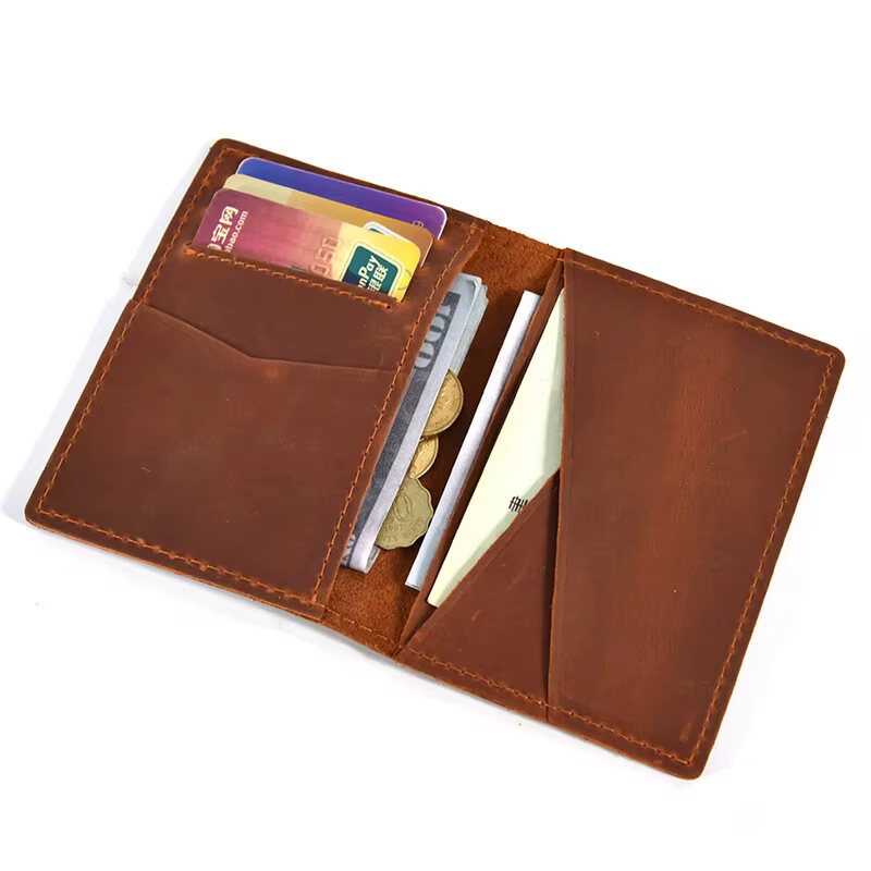Sac à cartes rétro simple pour hommes, porte-cartes de crédit, fait à la main, court, ultra fin, min