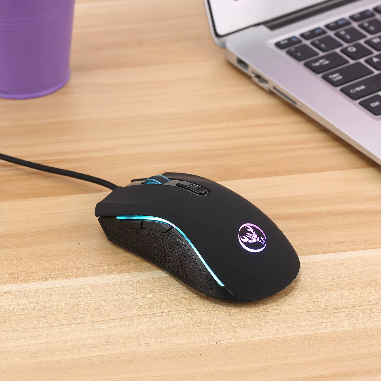 Souris de jeu optique professionnelle haut de gamme avec 7 couleurs lumineuses LED rétroéclairées et