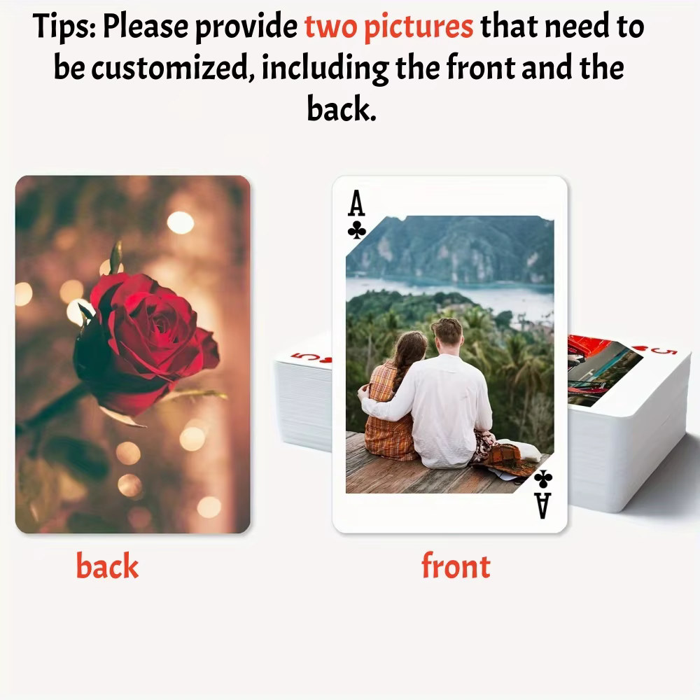 1 jeu de 54 cartes à jouer personnalisées avec photos de famille |   Carton de qualité supérieure, i