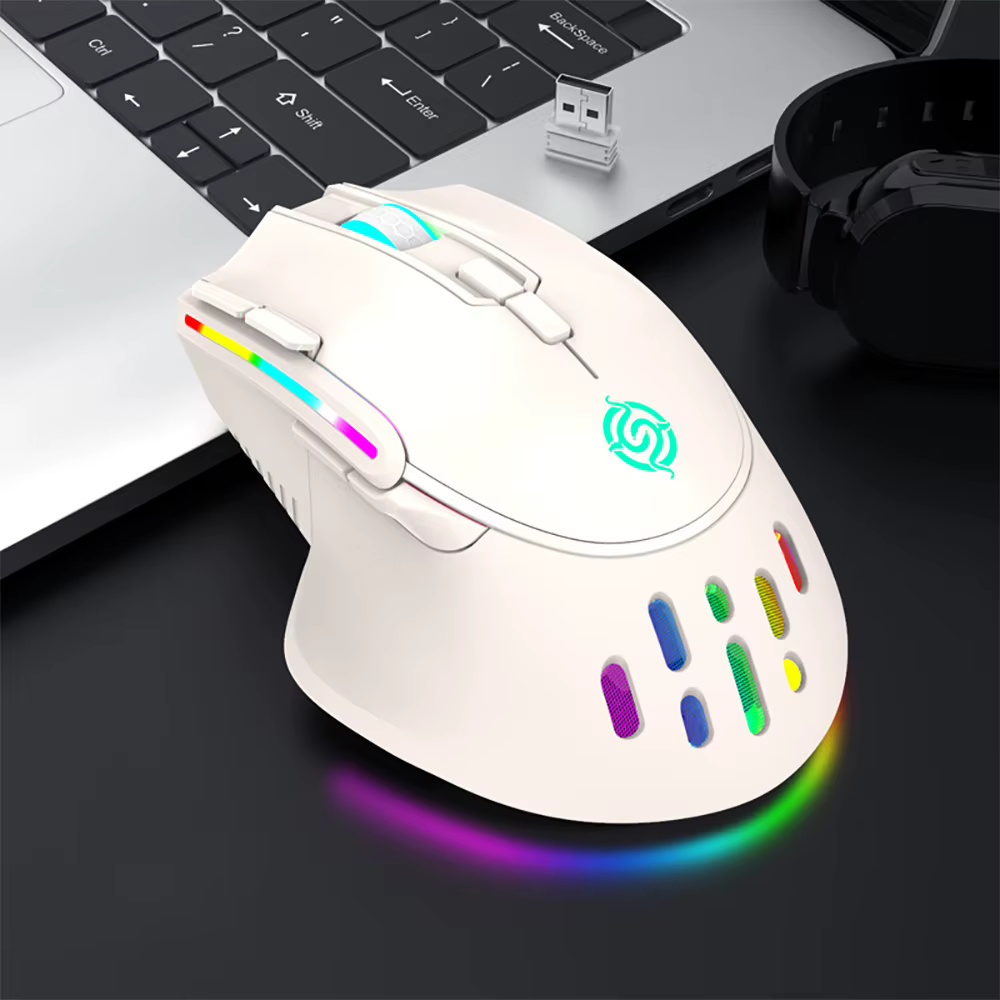 Souris sans fil aste USB 2.4G, souris de jeu colorée RVB, ordinateur de bureau, ordinateur portable,