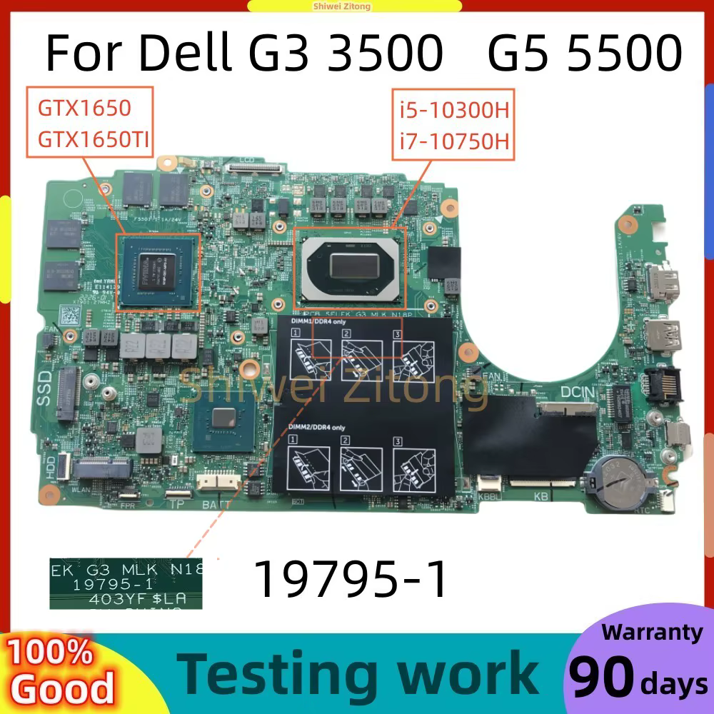 19795-1 pour Dell G3 3500 G5 5500 carte mère d'ordinateur portable CN-0D1G65 0D1G65 028HKV 0HW9CF 0H